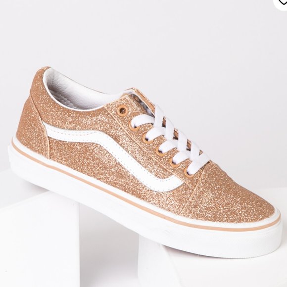 Vans Old Skool Glitter Skate Shoe - Little Kid - Amberlight - Picture 1 of 8